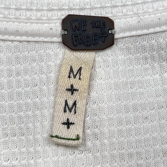 We the Free Kai Henley White Waffle Knit Babydoll Top Size M - Picture 4 of 6